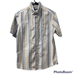 Daniel Cremieux Men’s Short Sleeve Shirt Stripe Button Up Gently Worn Medium